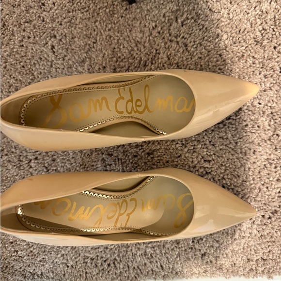 Sam Edelman Shoes - Sam Edelman Beige Patent Pointed Toe Pumps